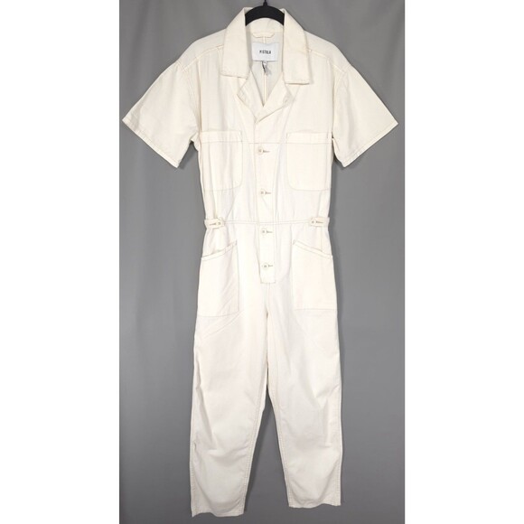 pistola Pants - PISTOLA Women's Jumpsuit SMALL Ivory Short Sleeve Button Front P1950SOL-ATW